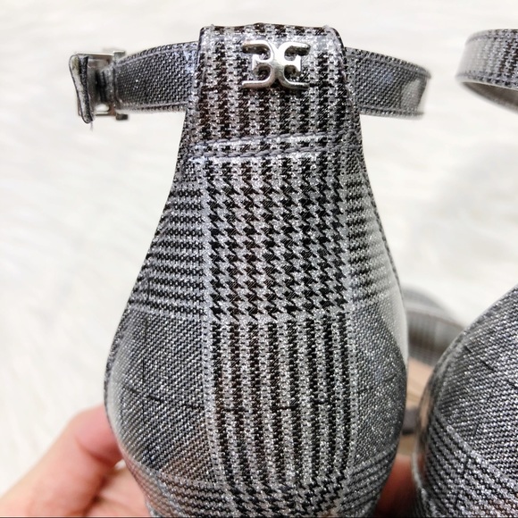 New Sam Edelman Yaro Heels in Pewter Plaid - Picture 3 of 14